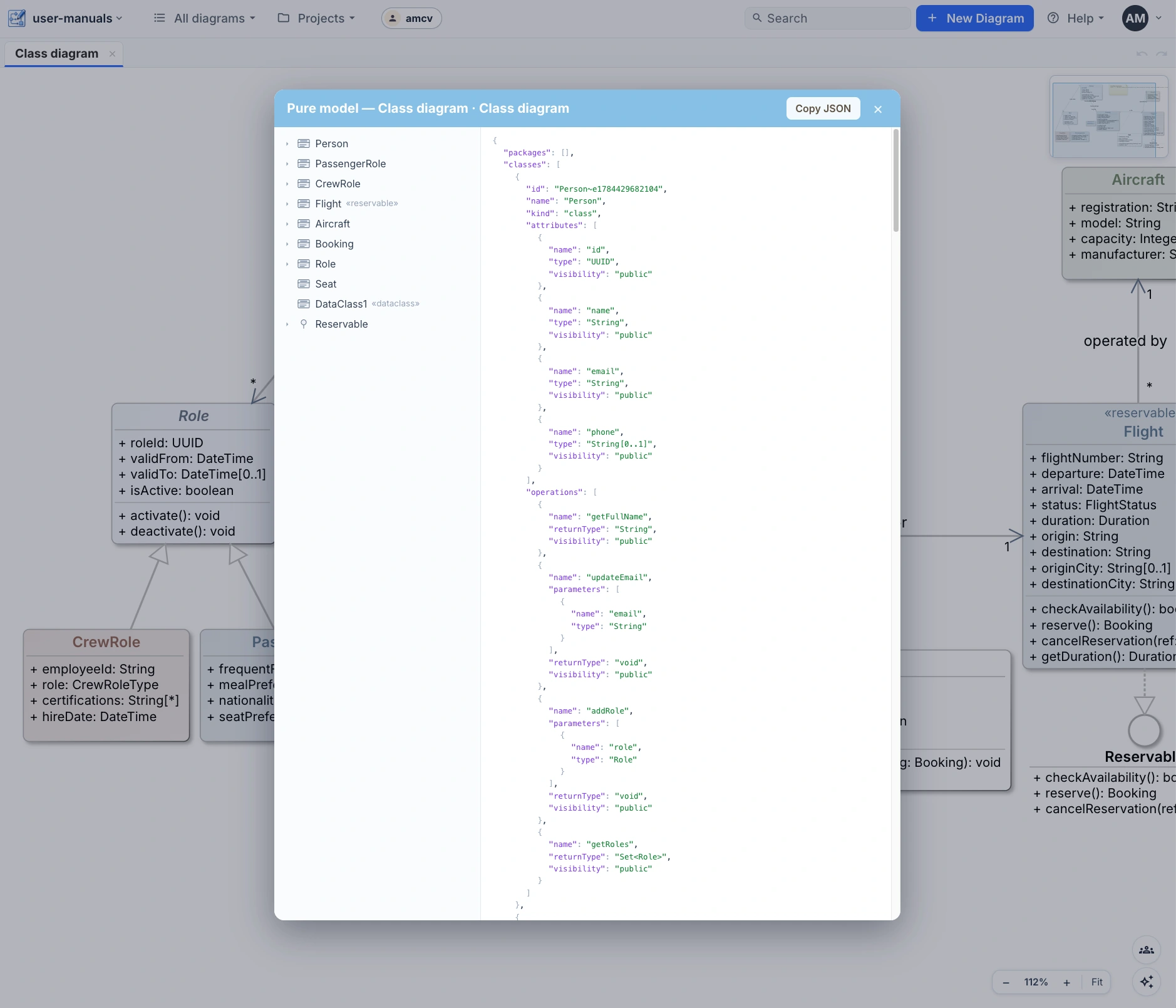 The pure model viewer — a typed, visual-free projection of the diagram